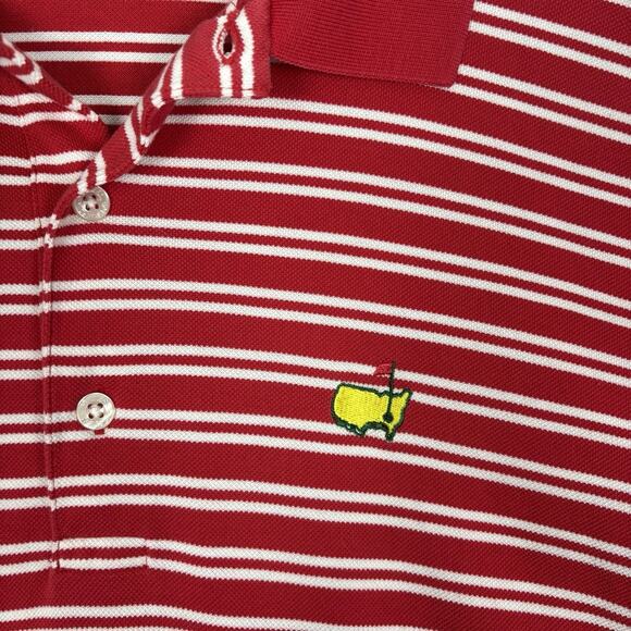 Masters Collection 100% Pima Cotton Red White Stripe Golf Polo Shirt Mens Large - Picture 4 of 9